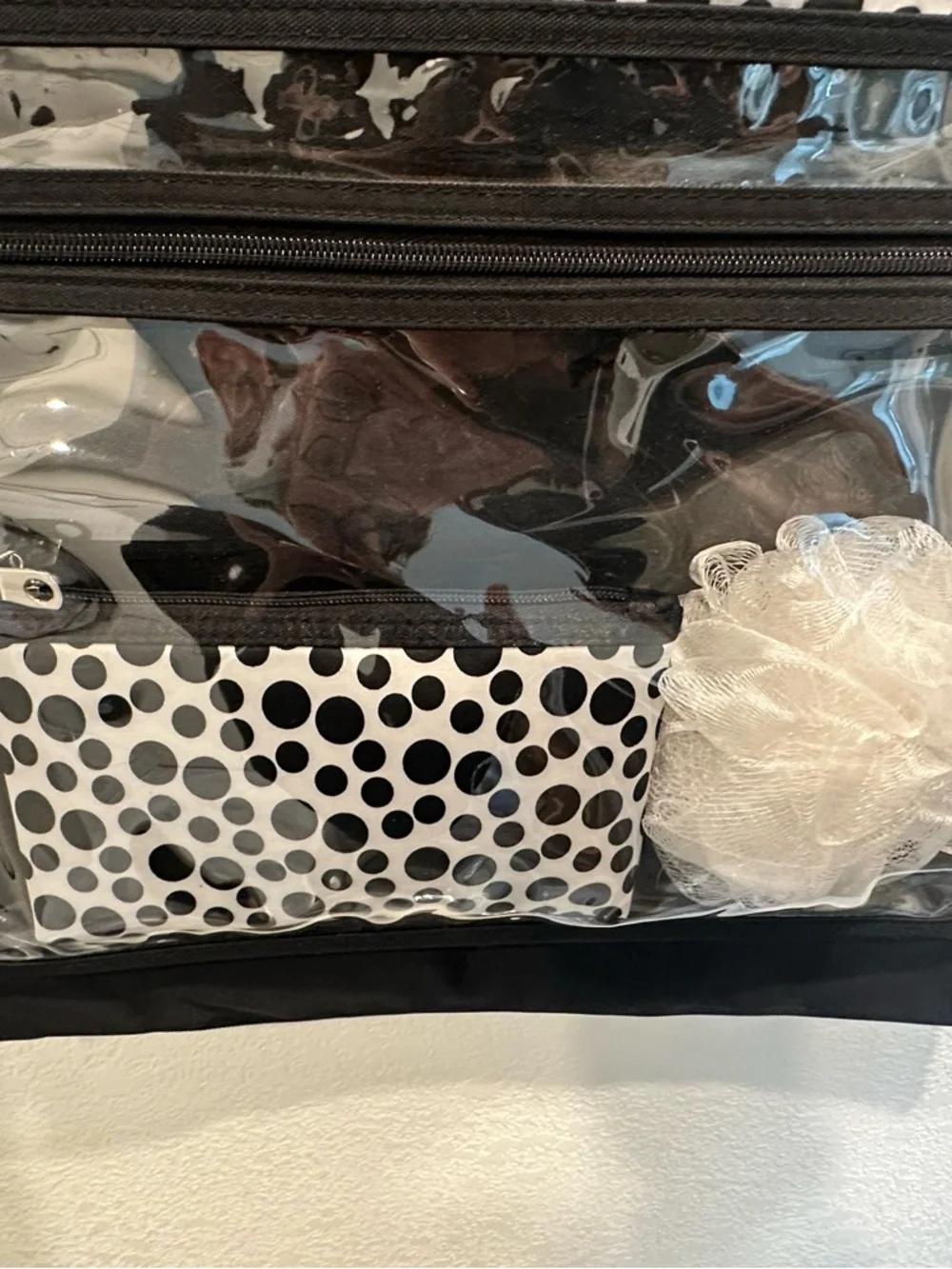 Black & White Polka Dot Hanging Organizer - Travel Toiletry Bag